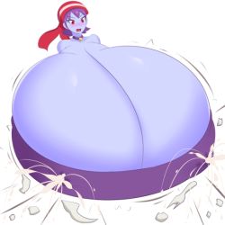 1girl blush breasts cleavage gigantic_breasts jcdr lactation lowres open_mouth purple_hair red_eyes risky_boots shantae solo tagme rating:Questionable score:14 user:Anon_Perv
