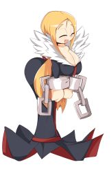  1girl absurdres ass blonde_hair breasts chain disgaea dress closed_eyes happy healer_(disgaea) highres large_breasts long_hair solo  rating:Questionable score:22 user:twilight_jester