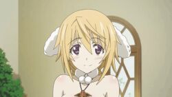  1girl animated animated_gif ass bikini blonde_hair blush breasts charlotte_dunois infinite_stratos medium_breasts solo swimsuit tail tail_wagging thighs 