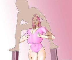  animated animated_gif breasts hat huge_breasts leotard nurse_cap paizuri pink_hair reverse_paizuri tagme underwear 
