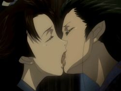 2girls animated animated_gif anime_screenshot kiss multiple_girls ooedo_shijyuuhatte tongue yuri rating:Sensitive score:68 user:Anise
