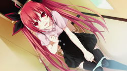 10s 1girl artist_request black_thighhighs blush date_a_live game_cg indoors itsuka_kotori long_hair panties red_hair skirt solo striped_clothes striped_panties thighhighs toilet_use twintails underwear very_long_hair rating:Questionable score:44 user:Clovermint