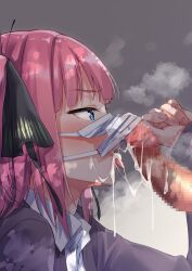 1boy 1girl after_fellatio bad_tag black_ribbon blue_eyes blush butterfly_hair_ornament censored collared_shirt cum cum_in_mouth gotoubun hair_ornament hetero mask mosaic_censoring mouth_mask penis pink_hair ribbon shirt tagme white_shirt rating:Explicit score:28 user:dsrrieisi