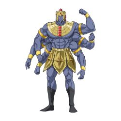 1boy abs armlet armor ashuraman biceps crossed_arms extra_arms groin helmet highres jewelry kinnikuman large_pectorals looking_at_viewer manly monster_boy multiple_arms multiple_faces muscular official_art pectorals solo translation_request