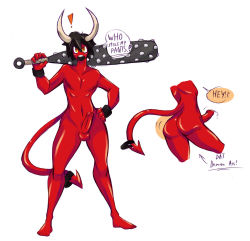 ass colored_skin demon_boy devil highres horns muscular penis red_skin rokiloki tail rating:Explicit score:3 user:gt600
