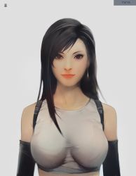  1990s_(style) black_hair earrings final_fantasy final_fantasy_vii jewelry looking_at_viewer plusnine retro_artstyle shirt single_earring tank_top taut_clothes taut_shirt tifa_lockhart white_top  rating:Sensitive score:22 user:Fiddle