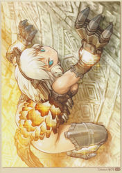  1girl blue_eyes breasts female_focus full_body highres kuromori_(shadow_of_the_colossus) personification shadow_of_the_colossus shigatake short_hair solo white_hair  rating:Sensitive score:39 user:MagicChan