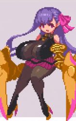  1girl animated animated_gif bare_shoulders bouncing_breasts breasts cleavage collar cropped fate/grand_order fate_(series) hair_ribbon heels huge_breasts long_hair passionlip_(fate) pink_eyes pixel_art purple_hair ribbon sakuemon skirt smile solo thick_thighs thighs  rating:Questionable score:88 user:PhatCheecsChekoute