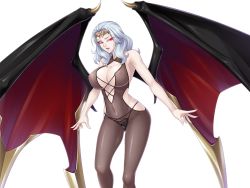 1girl breasts cara_cromwell cara_the_blood_lord kagami_hirotaka large_breasts lilith-soft nipples see-through simple_background white_hair wings rating:Explicit score:98 user:jojosstand