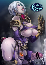 1futa anal anal_object_insertion armor bar_censor blush breasts butcha-u butt_plug censored covered_erect_nipples cum dildo double_penetration earrings ejaculation erection eyelashes fingerless_gloves full-package_futanari futanari futanari_masturbation gauntlets gloves glowing glowing_eyes gradient_background huge_breasts isabella_valentine jewelry lips lipstick looking_at_viewer makeup mars_symbol masturbation multiple_penetration nipples object_insertion parted_lips penis purple_eyes red_lips revealing_clothes seductive_smile sex_toy short_hair skindentation smile solo soul_calibur soulcalibur soulcalibur_iv sweat testicles thick_lips thick_thighs thighs underboob vaginal vaginal_object_insertion venus_symbol white_hair rating:Explicit score:129 user:dmysta3000