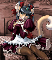  bow dr_comet furry long_hair maid skirt tail thighhighs twintails uniform   rating:Sensitive score:53 user:Anonymous