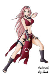 1girl abs aged_up armor asymmetrical_clothes athletic bandages belt black_gloves boots bracer breasts chain cleavage colored crop_top elbow_gloves elbow_pads feet fighting_stance fingerless_gloves gloves green_eyes hairband haruno_sakura high_heels highres holster kanji kunai large_breasts legs long_hair looking_at_viewer muscular naruto naruto_(series) navel ninja pink_hair reit scroll shoes shuriken side_slit signature single_elbow_glove single_glove skirt smile smirk solo spread_legs standing strap tasha_steeley tattoo thigh_holster thigh_strap thighs toes very_long_hair weapon rating:Sensitive score:72 user:reit