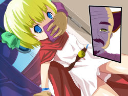  1girl blonde_hair blue_eyes dragon_quest dragon_quest_v hero&#039;s_daughter_(dq5) imminent_rape loli ludman panties tagme underwear white_panties  rating:Questionable score:14 user:zeus-00192