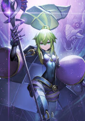  1girl breasts doll_joints dragon duel_monster el_shaddoll_winda green_eyes green_hair highres holding holding_staff joints long_hair long_sleeves looking_at_viewer marionette mechanical_arms mechanical_hair mechanical_hands mechanical_legs medium_breasts nakamura_eight ponytail pulao_wind_of_the_yang_zing puppet puppet_strings redrawn single_mechanical_hand staff wide_sleeves winda_(yu-gi-oh!) yu-gi-oh!  rating:General score:7 user:danbooru