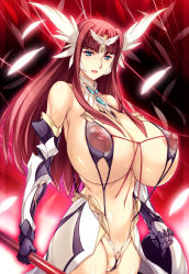  1girl aqua_eyes areola_slip bare_shoulders blue_eyes breasts clitoris cowboy_shot erect_clitoris feathers functionally_nude head_wings highres huge_breasts ishida_hiroyuki long_hair looking_at_viewer navel nipples original parted_lips partially_visible_vulva pink_hair puffy_areolae pussy red_hair see-through sideboob solo standing tagme uncensored underboob valkyrie wings  rating:Explicit score:113 user:|||