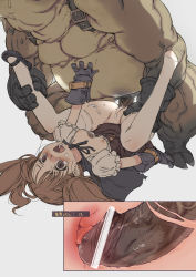 1girl bar_censor blue_gloves blush branch_(blackrabbits) breasts breasts_out brown_eyes brown_hair censored cross-section cum cum_in_pussy dress empty_eyes feet frilled_sleeves frills gloves hogma_warrior_(tree_of_savior) interspecies legs_up long_hair lying mary_janes monster nipples no_panties on_back open_mouth penis puffy_short_sleeves puffy_sleeves pussy rape sex shoes short_sleeves simple_background single_shoe small_breasts solo_focus spread_legs sweat tears thighhighs tree_of_savior twintails vaginal white_background white_thighhighs wide-eyed wizard_(tree_of_savior) rating:Explicit score:87 user:danbooru