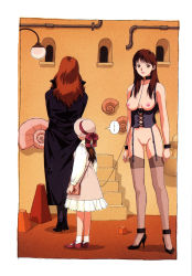3girls age_difference bdsm breasts brown_eyes brown_hair coat collar corset cuffs dress female_focus femdom garter_straps hat high_heels highres leash loli long_hair looking_at_viewer multiple_girls nipples onee-loli original pussy red_hair slave thighhighs trench_coat uncensored yui_toshiki yuri rating:Explicit score:104 user:lkjh098