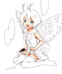 1boy androgynous antennae blush butterfly_wings censored clothes_lift crossdressing cum dress dress_lift ejaculation erection fairy fairy_boy full_body insect_wings lifting_own_clothes looking_at_viewer male_focus male_masturbation masturbation minato_fumi mini_person miniboy pantyhose penis self_exposure shimon_(shimotsuma) shimotsuma short_hair shota simple_background sitting sketch sleeveless sleeveless_dress smile solo solo_focus speech_bubble tearing_up thighhighs trap wariza white_background wings rating:Explicit score:72 user:danbooru
