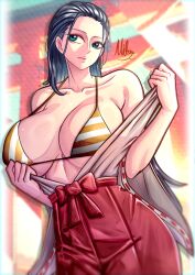  1girl breasts large_breasts long_hair mifenami nico_robin one_piece solo 