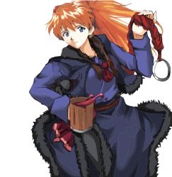  1girl alcohol blue_eyes crossover female_focus holo long_hair neon_genesis_evangelion orange_hair simple_background solo souryuu_asuka_langley vector_trace wine  rating:Sensitive score:10 user:am486dx4