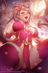  1girl ass breasts grey_hair heart large_breasts open_mouth pink_lady_mage sona_(league_of_legends) sweetheart_sona tagme  rating:Questionable score:50 user:shadowers1