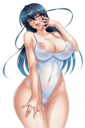  00s 1girl alternate_costume bare_legs black_hair blush breasts covered_erect_nipples curvy female_focus green_eyes highleg highleg_swimsuit highres huge_breasts igawa_asagi kagami_hirotaka large_breasts legs lilith-soft long_hair naughty_face official_alternate_costume one-piece_swimsuit pussy_juice saliva see-through see-through_swimsuit shiny_skin solo sweat swimsuit taimanin_(series) taimanin_asagi taimanin_asagi_kessen_arena thong_one-piece_swimsuit tongue white_one-piece_swimsuit wide_hips  rating:Explicit score:137 user:fakyuh