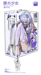 1girl absurdres android barefoot box closed_eyes english_text fetal_position han-0v0 highres in_box in_container joints knees_up long_hair original robot_joints simple_background sitting solo stirrup_legwear tag thighhighs toeless_legwear white_background white_thighhighs  rating:Sensitive score:21 user:danbooru