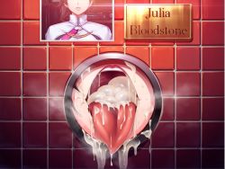  1girl aftersex cum cum_bubble cum_in_mouth cum_string glory_hole julia_bloodstone kangoku_academia lilith-soft lipstick makeup only_mouth open_mouth oral public_use sian solo through_wall tongue tongue_out  rating:Explicit score:262 user:tortademellancia