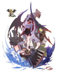 1girl absurdres black_footwear black_hair black_skirt black_wings breasts cellphone collared_shirt colored_inner_hair creatures_(company) crossed_legs earrings fence floating_rock full_body game_freak gen_4_pokemon giratina giratina_(altered) glowing glowing_eyes hair_intakes highres holding holding_phone huge_breasts hxxg iron_fence jewelry keyboard_(computer) large_breasts legendary_pokemon looking_at_viewer mask monitor mouth_mask multicolored_hair mythical_pokemon nintendo nintendo_2ds pencil_skirt personification phone poke_ball pokemon red_eyes red_hair reference_inset ruins shaymin shirt side_slit signature skirt sleeping smartphone socks stairs standing streaked_hair tile_floor tiles tree ultra_ball water waterfall watson_cross white_background white_shirt white_socks wings