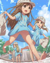 10s 4girls barefoot blouse blue_shirt blue_sky blue_sleeves blush bottomless brown_eyes brown_hair cleft_of_venus cloud cloudy_sky day feet female_focus from_below full_body gluteal_fold hand_on_own_chin hat hataraku_saibou highres holding_clothes holding_hands holding_shorts interlocked_fingers loli long_hair looking_back multiple_girls nipples no_panties open_mouth outdoors plant platelet_(hataraku_saibou) poponko pussy running see-through shirt short_sleeves shorts sky soles standing toes uncensored unworn_shorts very_long_hair water wet wet_clothes wet_shirt |_| rating:Explicit score:415 user:Domestic_Importer