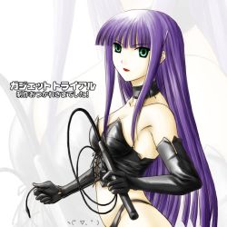  dominatrix leather purple_hair translation_request whip  rating:Questionable score:21 user:laneduce