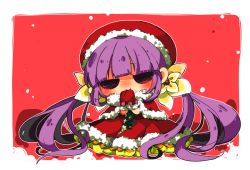 1girl blush capelet christmas dress flower gloves hat long_hair purple_hair red_background ribbon smile sophie_(tales) tales_of_(series) tales_of_graces rating:Sensitive score:0 user:wereAR
