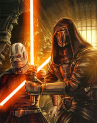 cloak cyborg energy_sword lightsaber malak mask revan sith star_wars sword weapon rating:Questionable score:7 user:timeless_one