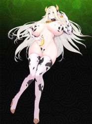  banana blue_eyes breasts cerestia_of_life cow_girl cow_horns curvy elf food fruit horns large_breasts last_origin pointy_ears qtenka thick_thighs thighs  rating:Explicit score:31 user:Segs123