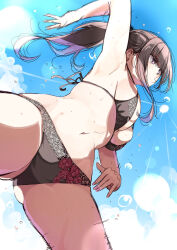  1girl beach_volleyball bikini from_below navel nyoijizai original spike_(my_little_pony) swimsuit tagme 