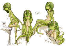  1girl barefoot blush breasts fellatio heart hetero leaning_forward leg_lift crossed_legs licking long_tongue looking_at_viewer looking_away monster_girl oral original penis pointy_ears red_eyes rib:y(uhki) saliva sitting sketch tail tiptoes tongue tongue_out white_background  rating:Explicit score:159 user:danbooru