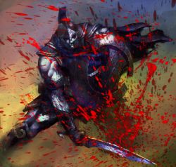  1boy achilles_(yosshyachillesd) armor blood helmet homex koei male_focus manly shield solo sword troy_musou weapon 