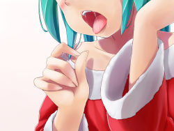 00s 1girl aqua_hair fellatio_gesture hatsune_miku head_out_of_frame invisible_penis miu_(angelo_whitechoc) open_mouth oral_invitation saliva sexually_suggestive solo tongue vocaloid rating:Questionable score:94 user:danbooru