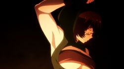  10s 1girl animated animated_gif armpits barbara_(grimgar) bare_shoulders breasts brown_hair cleavage elbow_gloves glasses gloves hai_to_gensou_no_grimgar looking_at_viewer red_eyes short_hair smile solo underboob  rating:Sensitive score:57 user:Hecatom