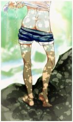  1boy ass clothes_pull male_focus shorts shorts_pull shota solo tan tanline water  rating:Explicit score:26 user:CodenameViker
