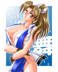  1girl akuron_(pixiv) alternate_color breasts commentary covered_erect_nipples crossed_arms large_breasts lowres nipples official_alternate_costume shiranui_mai solo  rating:Questionable score:3 user:gulabjamuns