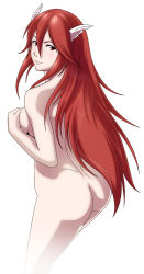 1girl ass breasts cordelia_(fire_emblem) covering_privates dimples_of_venus female_focus fire_emblem fire_emblem_awakening from_behind long_hair nintendo nude red_eyes red_hair simple_background smile solo standing thor_(deep_rising) very_long_hair rating:Questionable score:74 user:Dynatre