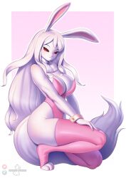  breasts carrot_(one_piece) curvy easter highres leotard looking_at_viewer one_piece pakwan008 pink_leotard rabbit_girl red_eyes sulong_form white_hair  rating:Sensitive score:39 user:SonicmewX