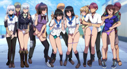  5boys 6+girls :d ;) aiba_asagi akatsuki_nagisa arm_around_waist ass black_hair black_jacket black_pantyhose black_thighhighs blazer blonde_hair blue_bow blue_bowtie blue_eyes blue_footwear blue_hoodie blue_panties blue_sailor_collar blue_sky blurry blurry_background blush boots bow bowtie brown_eyes brown_footwear brown_hair closed_eyes clothes_pull commentary_request covered_erect_nipples covering_crotch covering_privates daiaru double_v faceless faceless_male female_pubic_hair fingering fingering_through_clothes fingering_through_panties fingers_to_cheeks forced_smile full_body green_panties grey_footwear grey_hair hand_on_another&#039;s_shoulder hand_up hetero himeragi_yukina hood hood_down hoodie jacket kanase_kanon kirasaka_sayaka knee_boots la_folia_rihavein leaning_forward leg_lift lifting_another&#039;s_clothes loafers long_hair looking_at_viewer multiple_boys multiple_girls netorare one_eye_closed open_mouth outdoors panties panties_around_leg panty_pull pantyhose pantyhose_pull pink_panties ponytail pubic_hair public_indecency public_nudity purple_panties purple_sweater_vest reach-around red_eyes rooftop saikai_academy_school_uniform sailor_collar school_uniform serafuku shirt shoes short_hair sky smile sneakers strike_the_blood striped_bow striped_bowtie striped_clothes sweater sweater_vest thighhighs through_clothes tokoyogi_yuuma underwear v white_panties white_shirt 