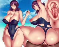 1girl absurdres alternate_breast_size anus ass ass_focus bare_legs blue_sky blush breasts breasts_out brown_eyes butt_crack cameltoe cleavage creatures_(company) curvy from_behind game_freak happy_sex hetero highleg highleg_swimsuit highres holding holding_poke_ball huge_ass huge_breasts licking_lips lips looking_at_another looking_back medium_hair multiple_views nintendo nipples one-piece_swimsuit penis philena_ivy poke_ball pokemon pokemon_(anime) pokemon_(classic_anime) pov pov_crotch pubic_hair pubic_hair_peek purple_hair pussy reverse_cowgirl_position sex sex_from_behind shiny_skin sitting sitting_on_lap sitting_on_person sky smile spread_legs squatting_cowgirl_position straddling strapless strapless_one-piece_swimsuit swimsuit tongue tongue_out uncensored vaginal veins veiny_penis wide_hips yasuaki023 rating:Explicit score:65 user:fakyuh