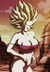  adjusting_clothes adjusting_swimsuit breasts caulifla cleavage frontal_wedgie highres midriff panties panty_pull spiked_hair strap_slip super_saiyan swimsuit underwear wedgie  rating:Questionable score:17 user:frjoethesecond