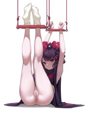  1girl absurdres anus ass bdsm blush bondage bound cleft_of_venus fate/grand_order fate_(series) female_focus full_body hair_ornament hairpin highres japanese_clothes katsushika_hokusai_(fate) kimono loli long_sleeves looking_at_viewer no_panties no_shoes nude_filter purple_eyes purple_hair purple_kimono pussy red_kimono restrained shibari shirai_nana short_hair simple_background socks solo third-party_edit uncensored white_background wide_sleeves  rating:Explicit score:272 user:bbyyccxx