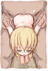  1boy 1girl arm_held_back ass barefoot blonde_hair bruise cum doggystyle feet flat_chest green_eyes held_up hetero injury loli nude original pointy_ears rape sex sex_from_behind siromine size_difference sketch  rating:Explicit score:125 user:Dweenie