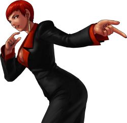 1girl breasts cleavage collared_shirt earrings formal highres jewelry king_of_fighters_xiii large_breasts lipstick makeup nail_polish no_bra official_art ogura_eisuke pant_suit pants red_eyes red_hair shirt short_hair snk solo suit tan the_king_of_fighters the_king_of_fighters_xiii transparent_background vice_(kof) rating:Sensitive score:12 user:danbooru