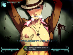 1boy 1girl abs achievement_unlocked angry blood blue_eyes blush grabbing_another&#039;s_breast breast_hold breasts breath clenched_teeth fake_screenshot fallout_(series) fallout_new_vegas forced game_console gameplay_mechanics grabbing groping hat heads-up_display health_bar heavy_breathing hetero imminent_rape jewelry lips medium_breasts molestation navel necklace nipples open_clothes open_shirt pink_shirt pov red_hair restrained rose_of_sharon_cassidy sawao screencap shirt solo_focus steam sweat teeth text_focus translated vault_boy xbox_360 rating:Explicit score:295 user:GinTama777